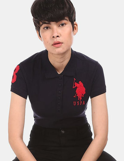 US Polo Navy Bue - T shirt with Collar - Women