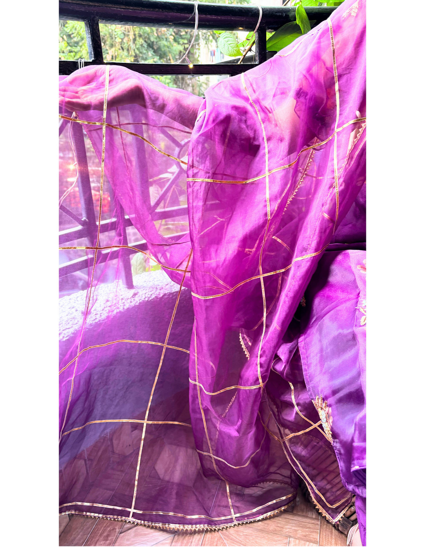 Sewing Shop - Purple Organza embroidered Suit