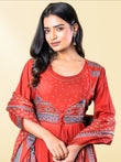 Myror Women Floral Print Anarkali Kurta Suit Set
