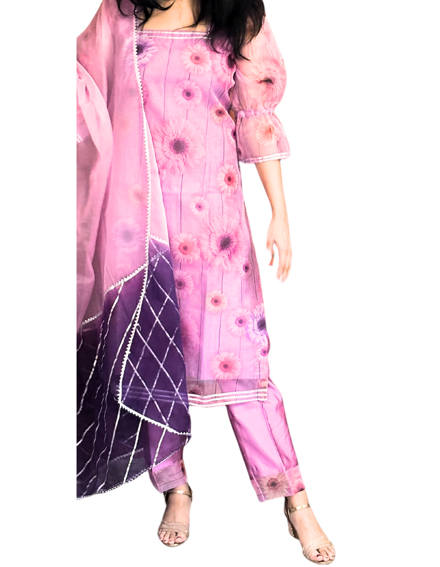 Sewing Shop - Pink Organza embroidered Suit