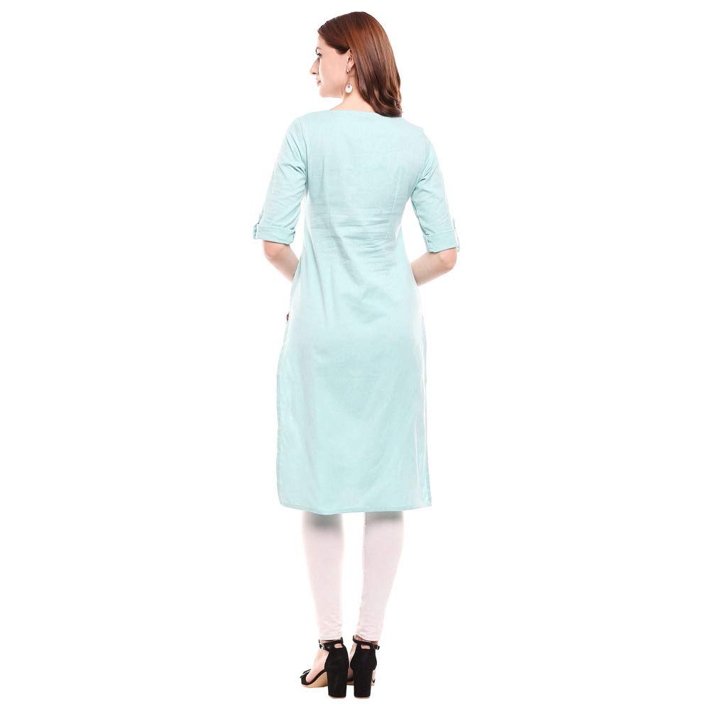 W - Straight Cotton Kurta - Light Blue - Women