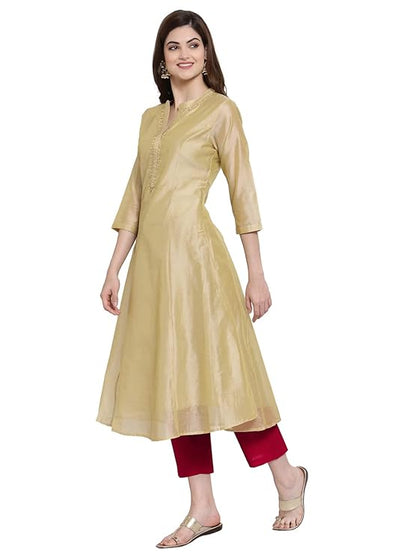 Chanderi Silk Anarkali Kurta for Women