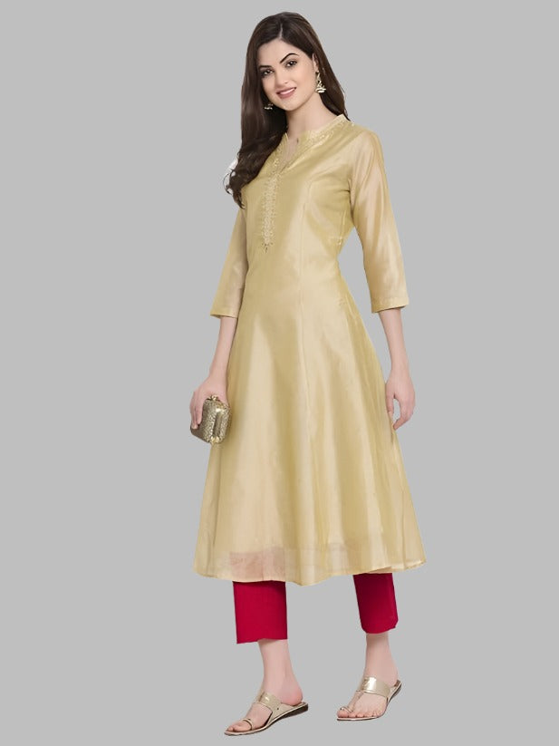 Myror Chanderi silk golden kurta