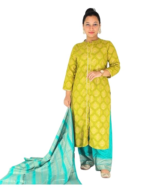 MyRor - Parrot Green Suit for women (shirt, Pant and Dupatta for the festive look)