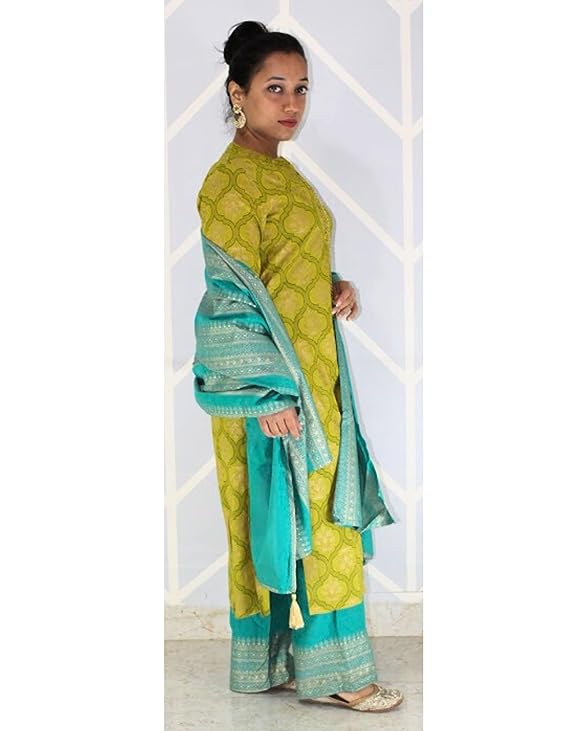 MyRor - Parrot Green Suit for women (shirt, Pant and Dupatta for the festive look)