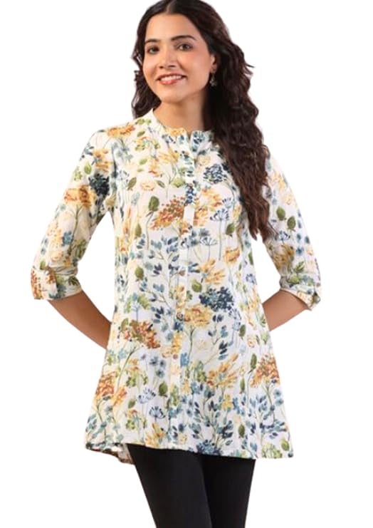 Short Cotton Kurtis with beautiful multicolor floral prints