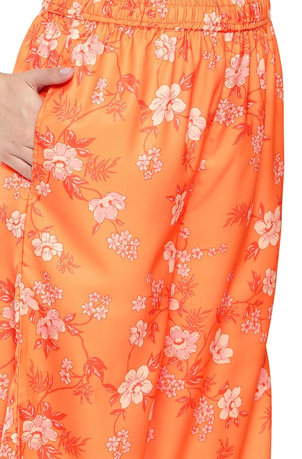 Women's Orange Moss Digital Floral Printed Coords Set - Comfortable and Stylish