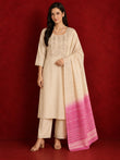 Myror Cream Chanderi silk Embellished Kurta with Pant and Dupatta