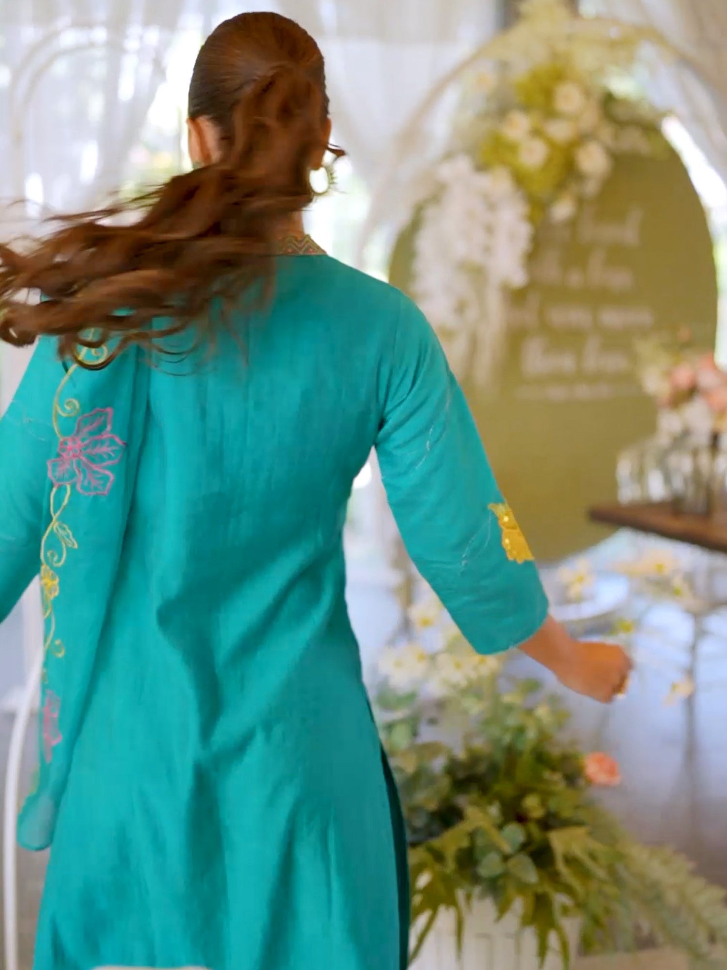 Blue Embroidered Straight Kurta Trousers With Dupatta Set6