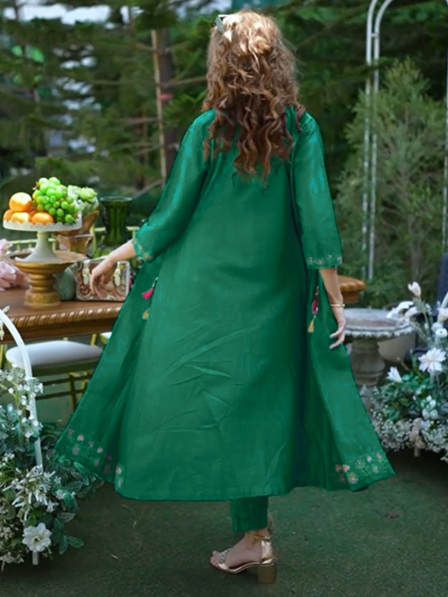 Sea Green Embroidered Straight Kurta Trousers Set5