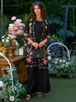 Black Embroidered A-Line Kurta Palazzos Set1