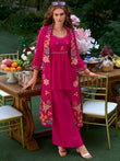 Pink Embroidered A-Line Kurta Palazzos Set1
