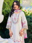 White Embroidered Straight Kurta Trousers With Dupatta Set1