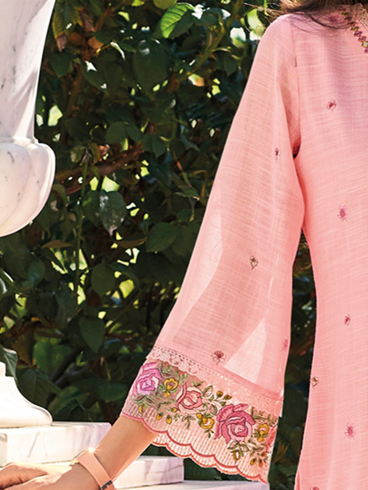 Pink Embroidered Straight Kurta Trousers With Dupatta Set5