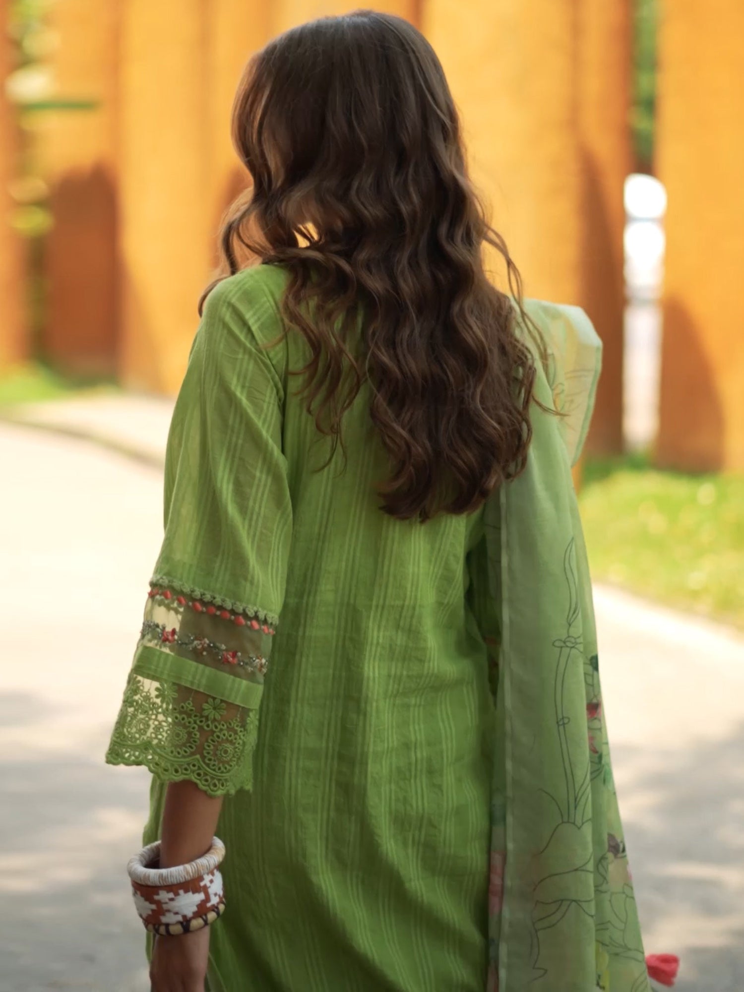 Green Embroidered Straight Kurta Trousers With Dupatta Set6