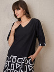 Black Printed A-Line Kurta Palazzos Set1