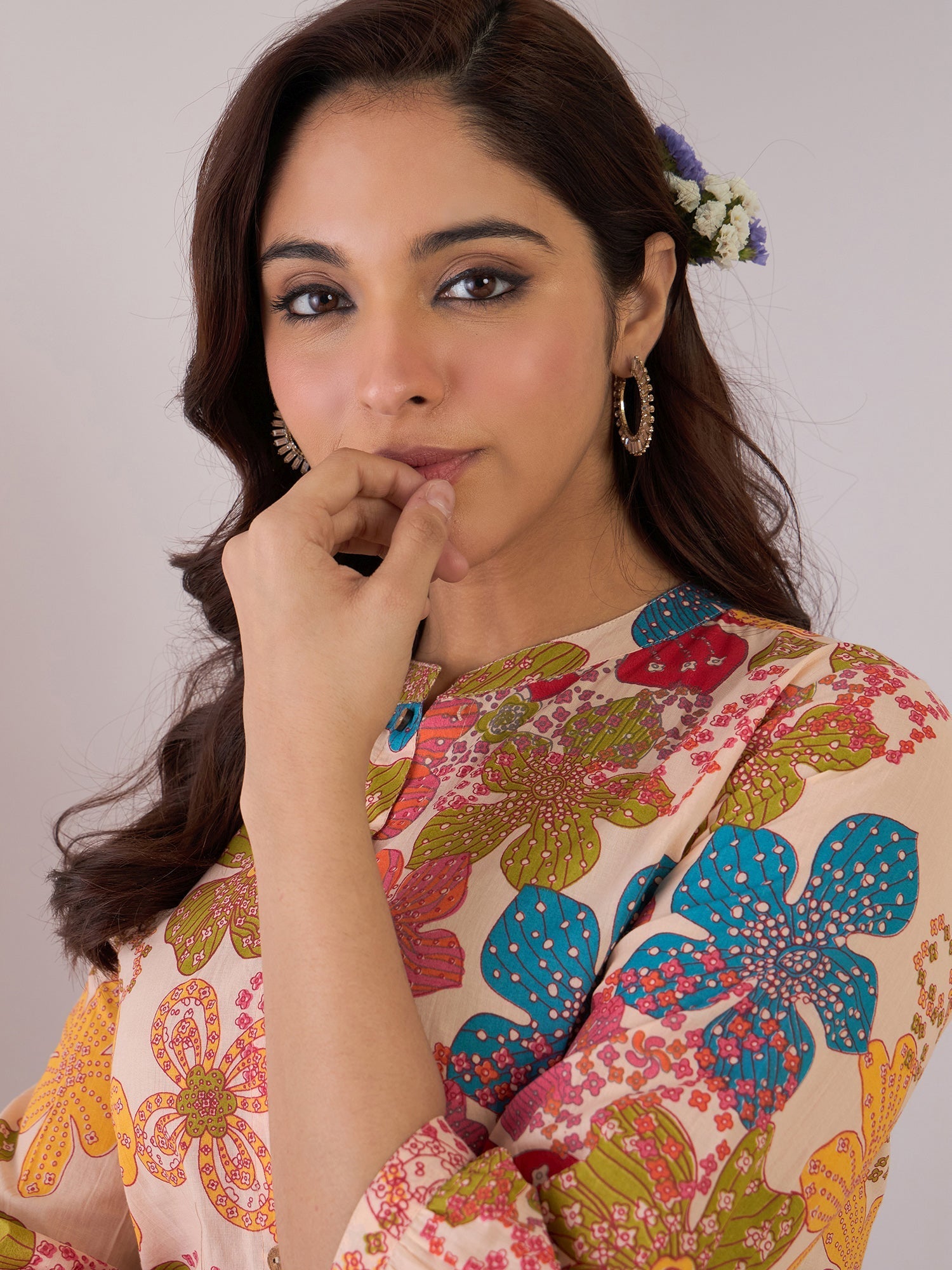 Multi Printed A-Line Kurta Trousers set2