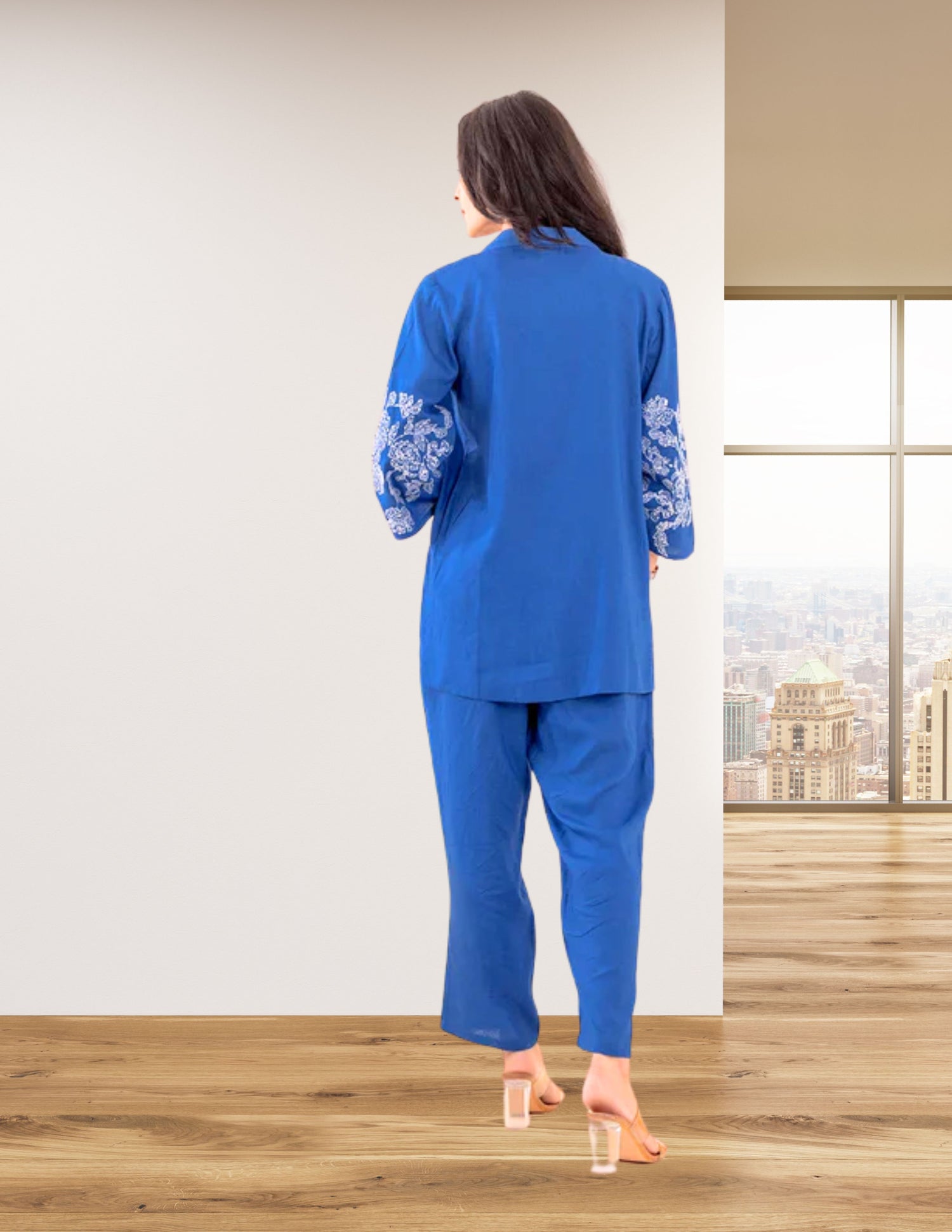 Myror Blue Rayon Coord set with pockets