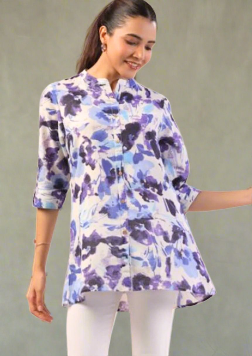 Myror cotton blue kurti for women 