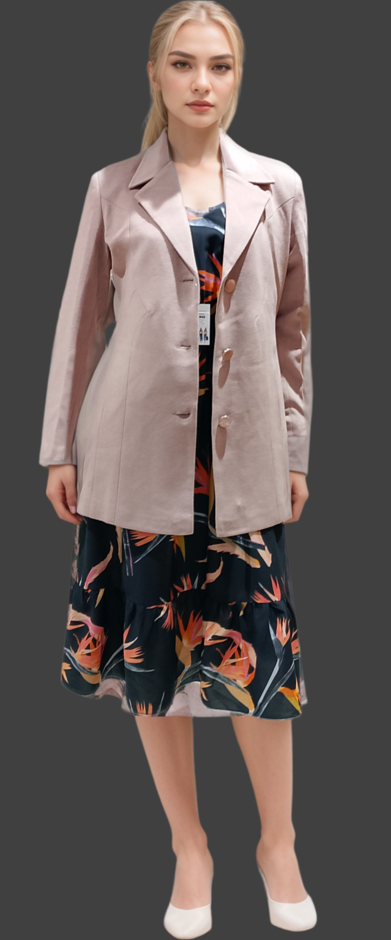 Myror pink women blazer coat for winter