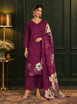 Myror Burgundy Floral Printed Kurta Pant Set with Dupatta